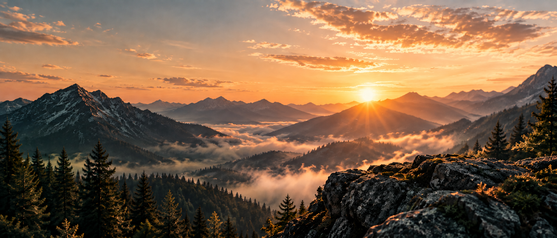 Mountain landscape at sunrise